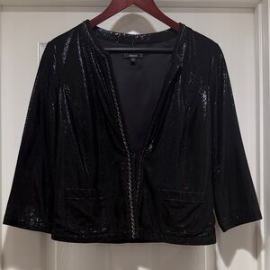 NWOT Lamb Leather and Silk Shimmering Black Blazer